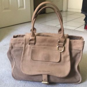 Longchamp Blazane Suede Perforated Shoulder Bag
